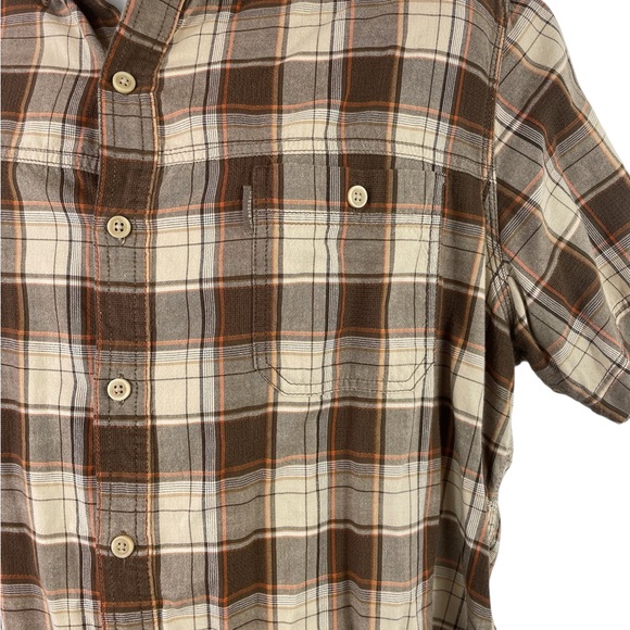 G. H. Bass Brown Plaid 100% Cotton Short Sleeved Camp Shirt, Size XL - Picture 3 of 9